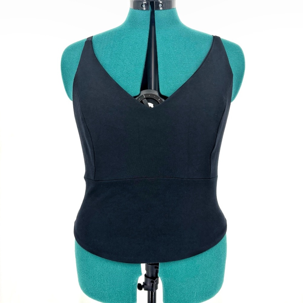Cabi Bralette # 5332, Black Camisole Style Adjustable Strap Bra Top, Medium